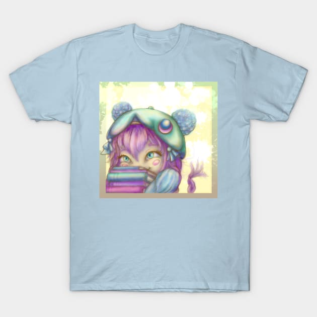 Chibi Girl Book Aesthetic T-Shirt by CuddlyChimera